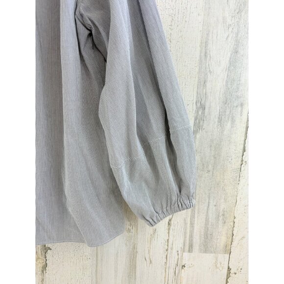 Ann Mashburn Meryl Shirt Sz L Blue Stripe Blouse - Picture 5 of 14